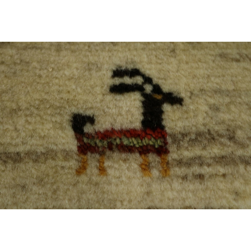 Tapis beige en laine noué à la main Robbinsville
