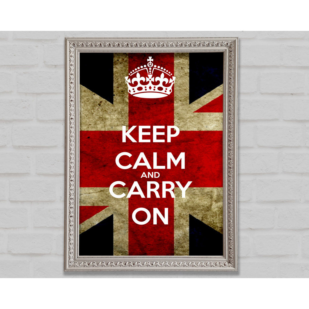 Keep Calm And Carry On Flag - Einzelner Bilderrahmen Kunstdrucke