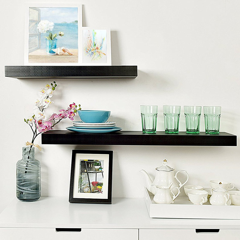 Bovina Floating Shelf, 2" H x 24" W x 9.25" D, Black