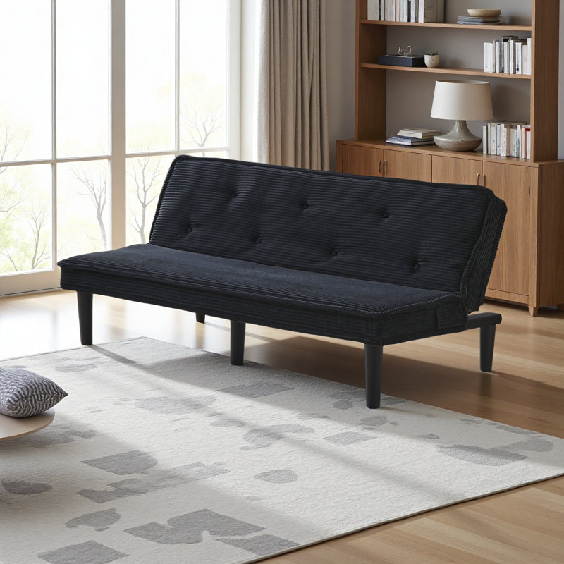 Ce canapé-lit en velours côtelé de 66 pouces peut s'adapter de manière flexible au salon, à l’appartement et à la chambre à coucher, et il peut basculer entre les deux formes confortables