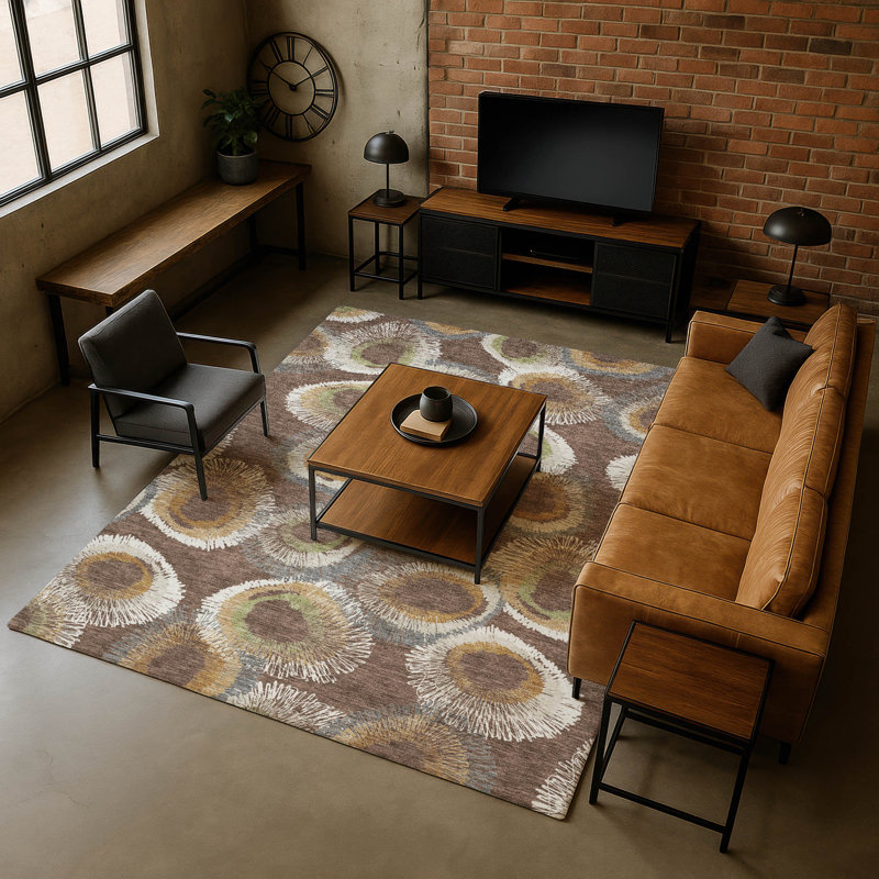 Premium Machine Washable Mayfield AMF2278 Geometric Rug, Brown, 8' x 10'