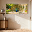 Oiseaux paon dans le jardin avec couleurs vives et reflet, ensemble de 3 impressions sur toile