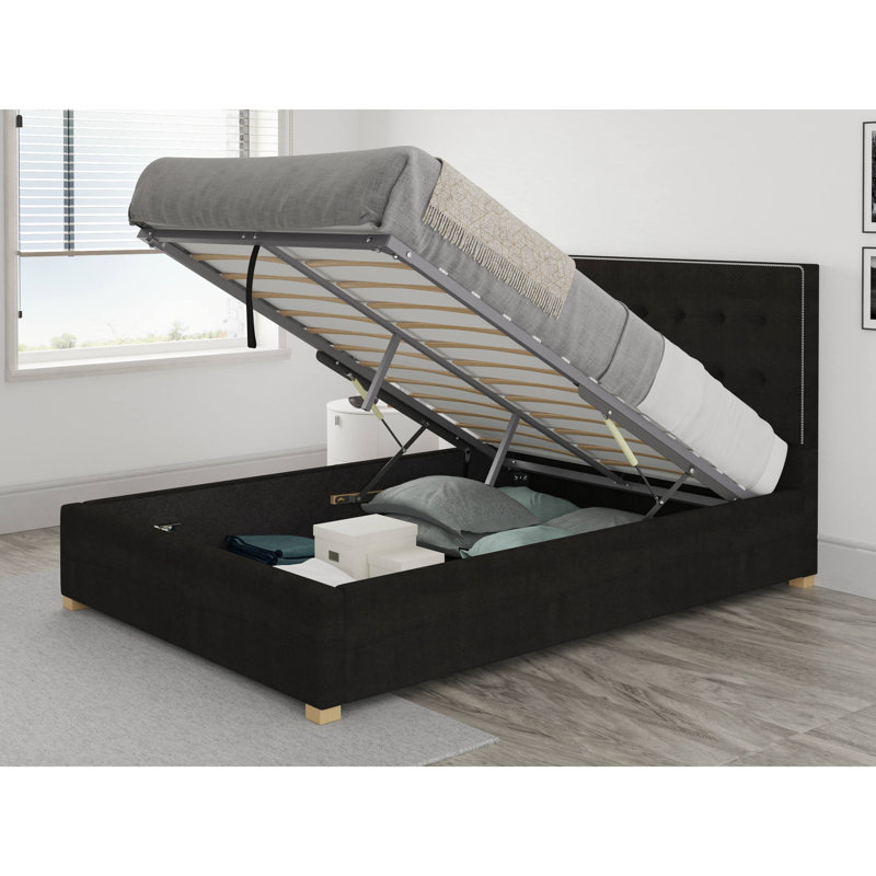 Abarca Upholstered Ottoman Storage Bed, Small Double (4'), Charcoal