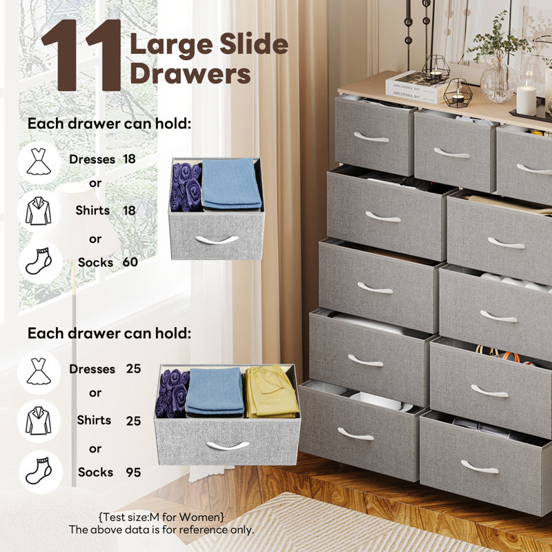 Arberesha 11 Drawer Storage Drawer, Light Gray/White