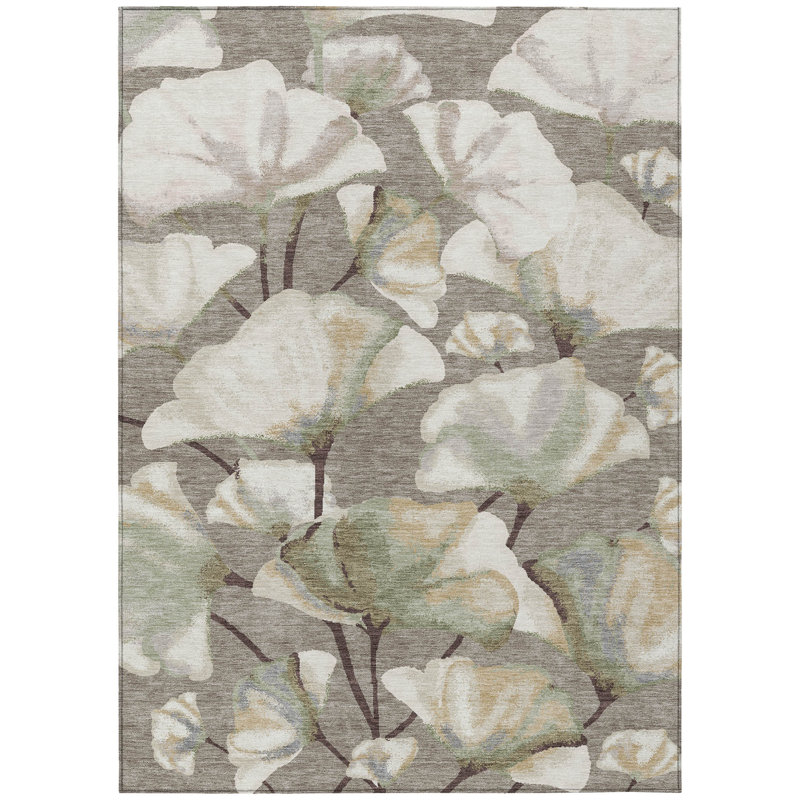 Machine Washable Indoor/Outdoor Raemoore ACN2405 Botanical Rug, Rectangle 3' x 5'