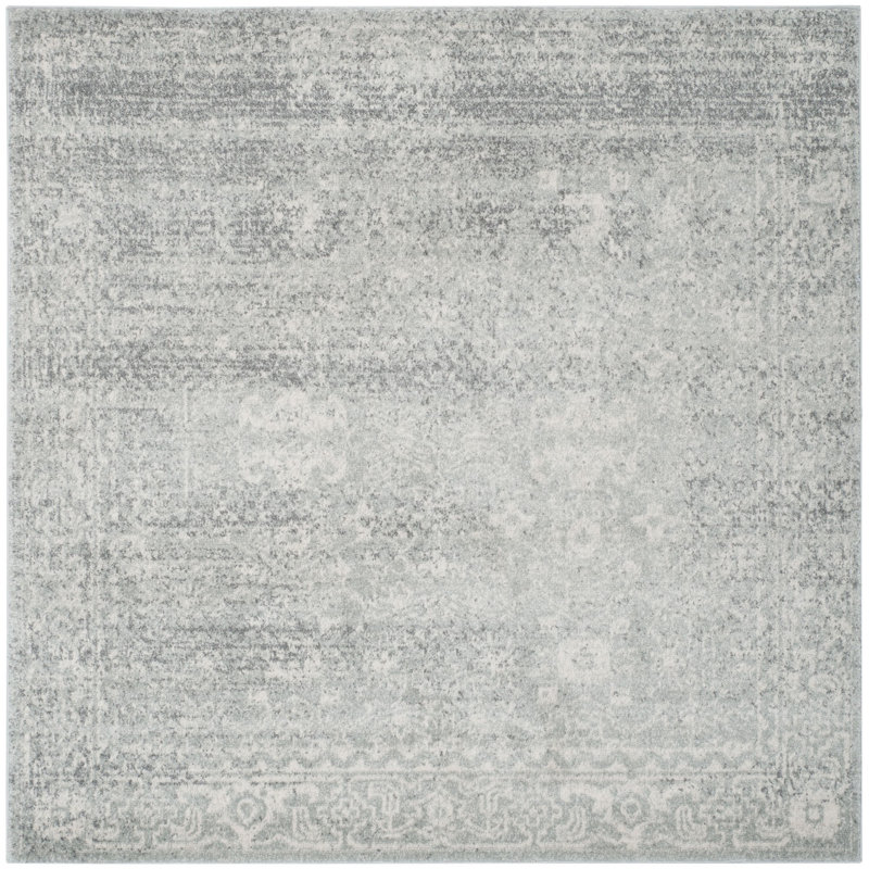 Tapis oriental argent / ivoire Paschke, Carré 3 pi