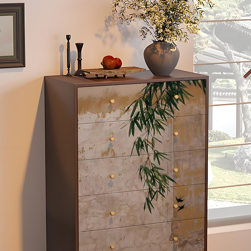 Commode 5 tiroirs French Vintage Wabi-Sabi, Noyer