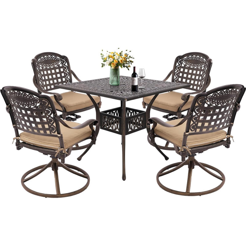 Asherah 4 - Person Patio Dining Set with Square Table , Cushions Included