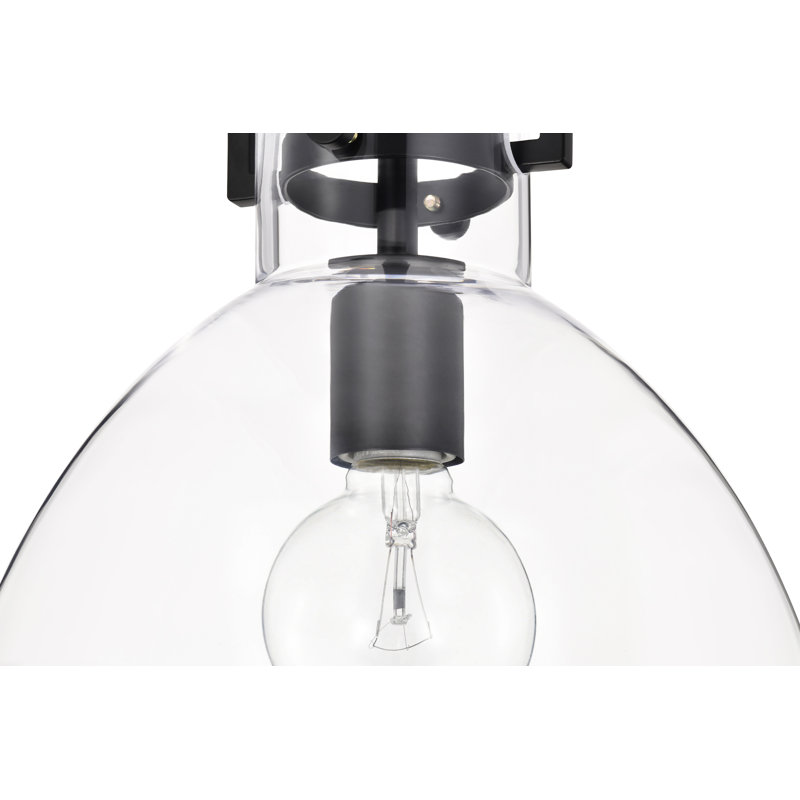 Essence 60-watt 10 In. 1-light Brushed Nickel Pendant Light With Bowl Shaped Clear Glass Shade, Matte Black