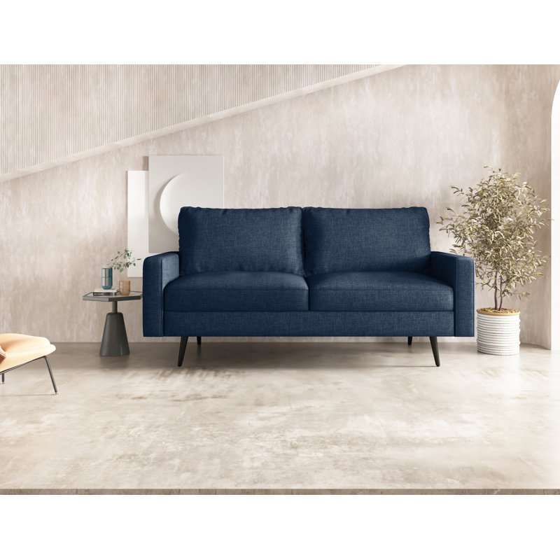 Canapé 70 avec accoudoirs carrés, Polyester bleu foncé