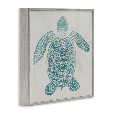 Tortue à motif méditerranéen, estampe numérique, design par Hannah Dawson