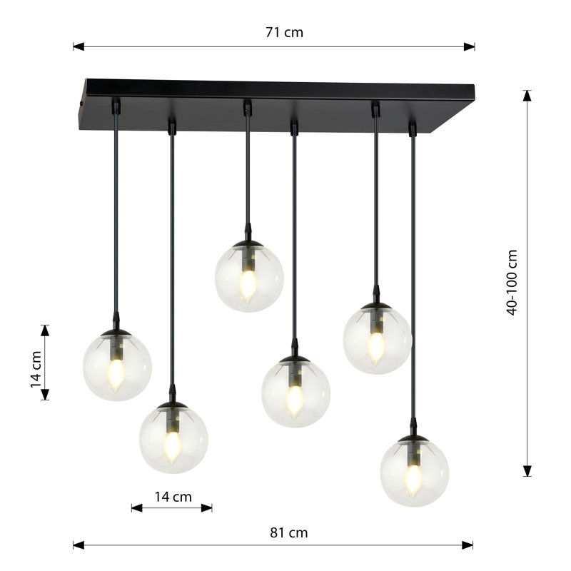 Cadesha 6 - Light Black Cluster Pendant, Transparent