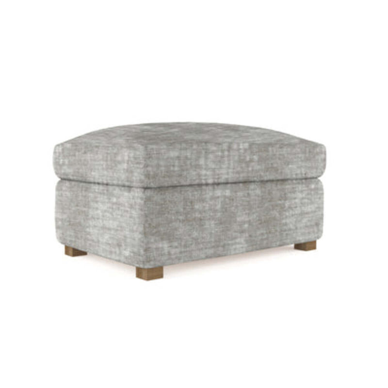 Madison Upholstered Ottoman, Plush Velvet Blue Print, Ebony