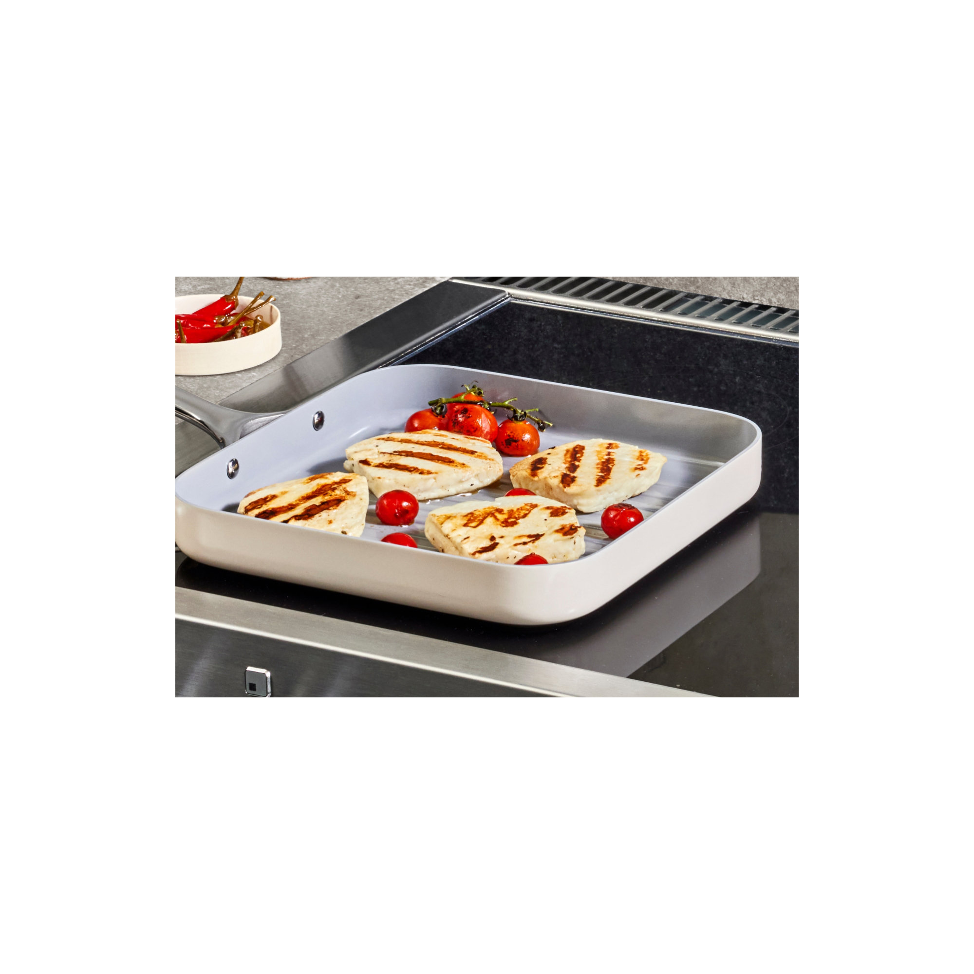 Caraway 11" Square Grill Pan, Cream