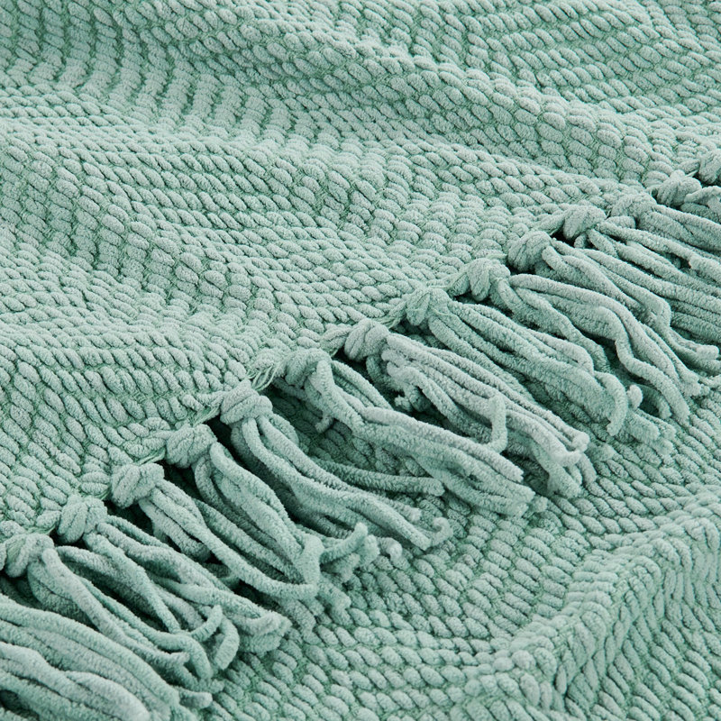Jeté en tricot de tweed, Bleu argenté, 50 po x 60 po