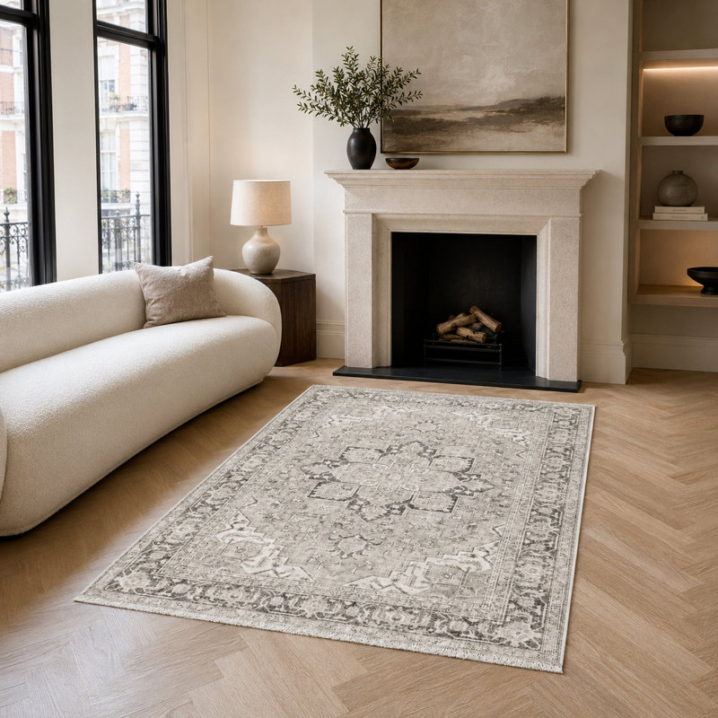 Vintage Look Cotton and Chenille Flatweave Area Rug, 80 x 150 cm