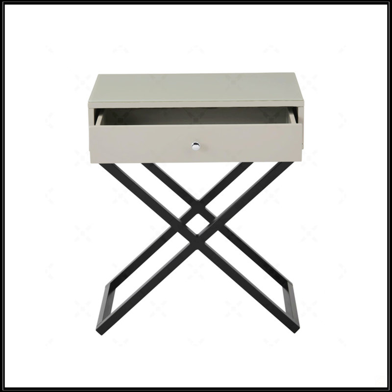 Table de chevet avec plateau en verre Taupe, Taupe