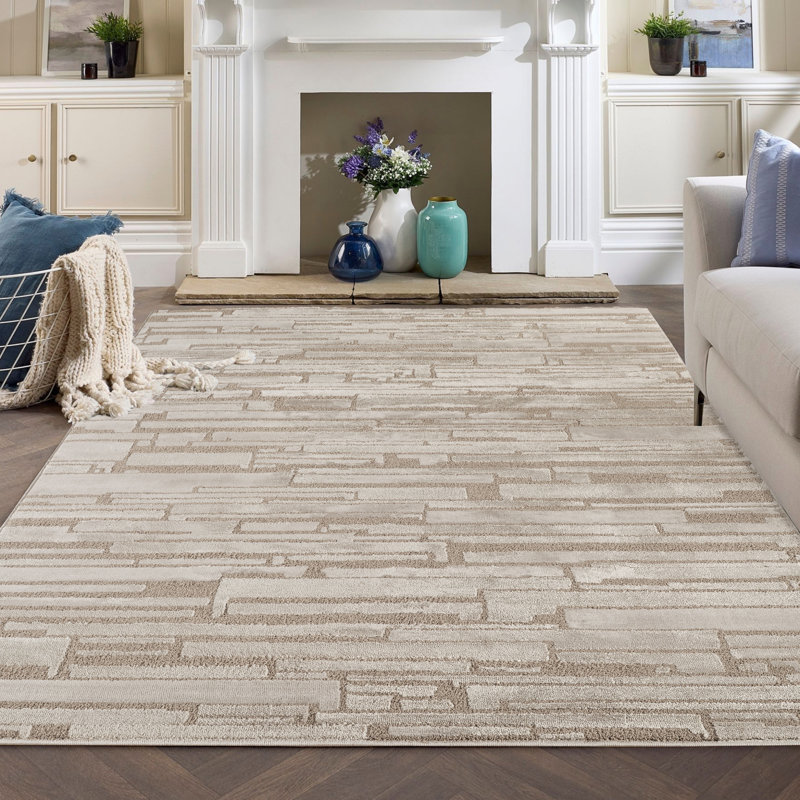 Hamilton Modern Metallic Sheen Area Rug - Polypropylene Weaving - Jute Backing - Blocked Bold Geometric Design Rugs, Mocha