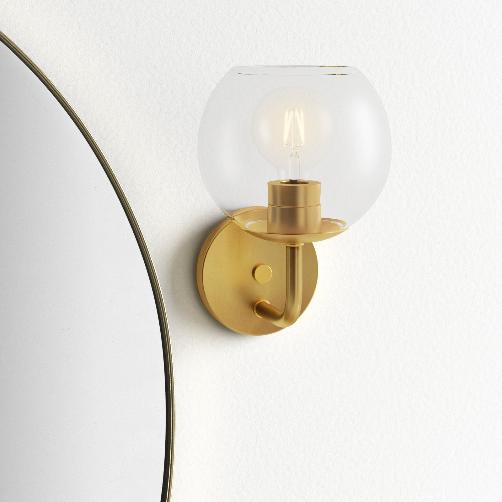 John Single Light Glass Dimmable Armed Sconce