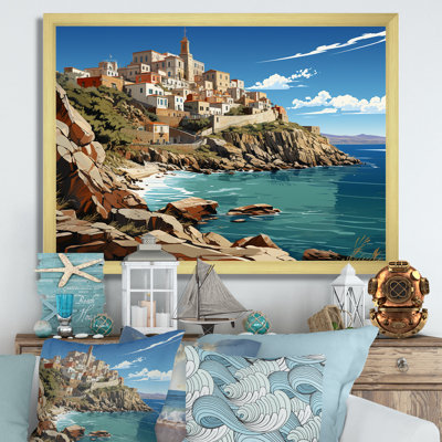Syros Serenityscape I - Port, paysage côtier, art mural