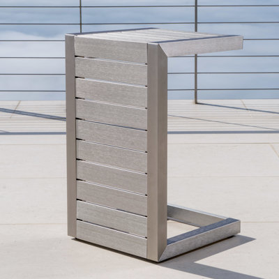 Silver Aluminum Outdoor Side Table - Modern For Balconies & Functional Design