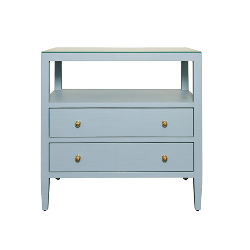 Douglas Glass End Table, Blue