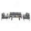 Ensemble de conversation de patio 5 pièces en aluminium 5 pièces, canapé d'extérieur 7 places avec coussins épais gris foncé et structure grise et table basse