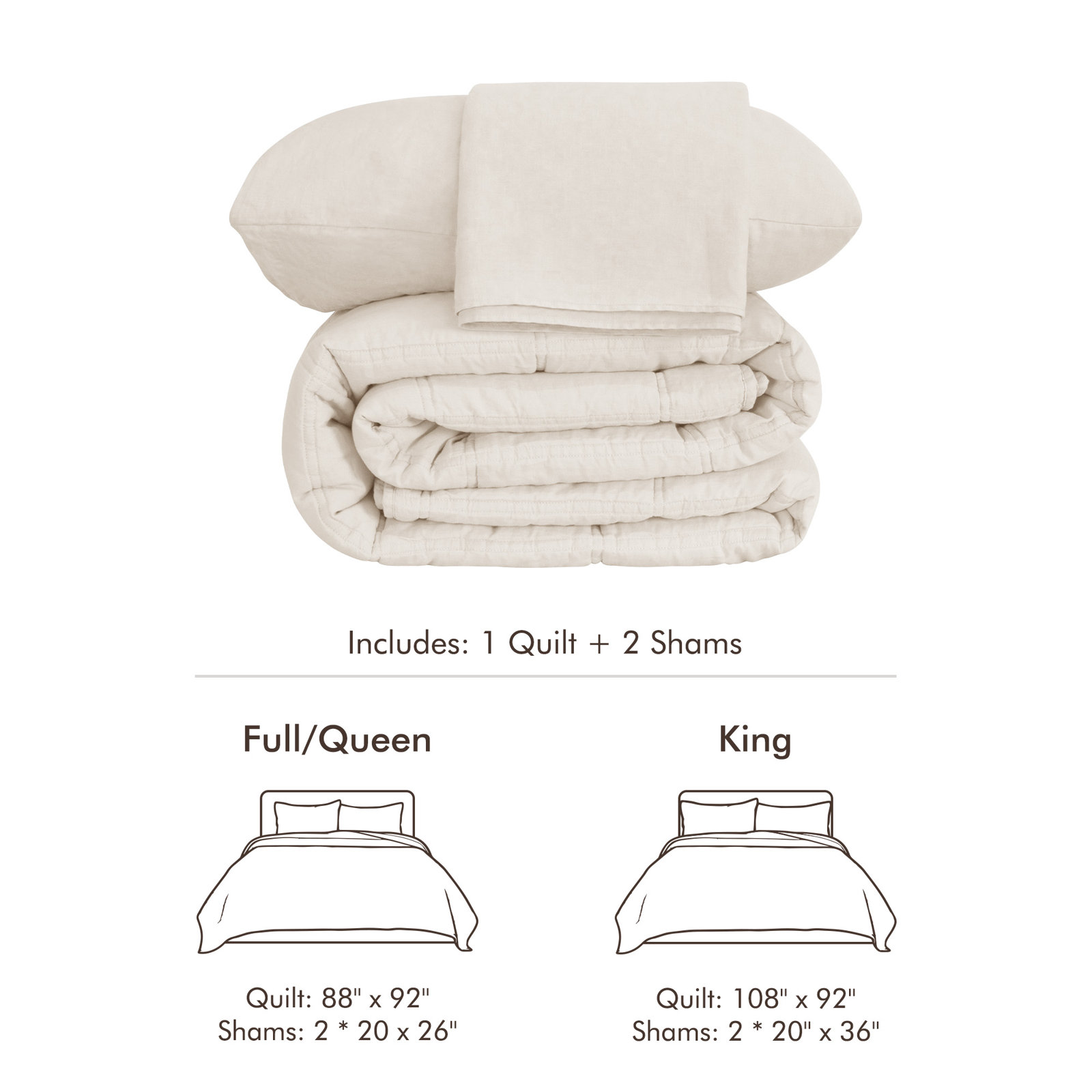 Bedding, Eggnog, King Comforter + 2 King Shams