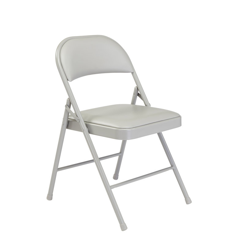 Gray Vinyl Padded Armless Metal Folding Chair Set of 4