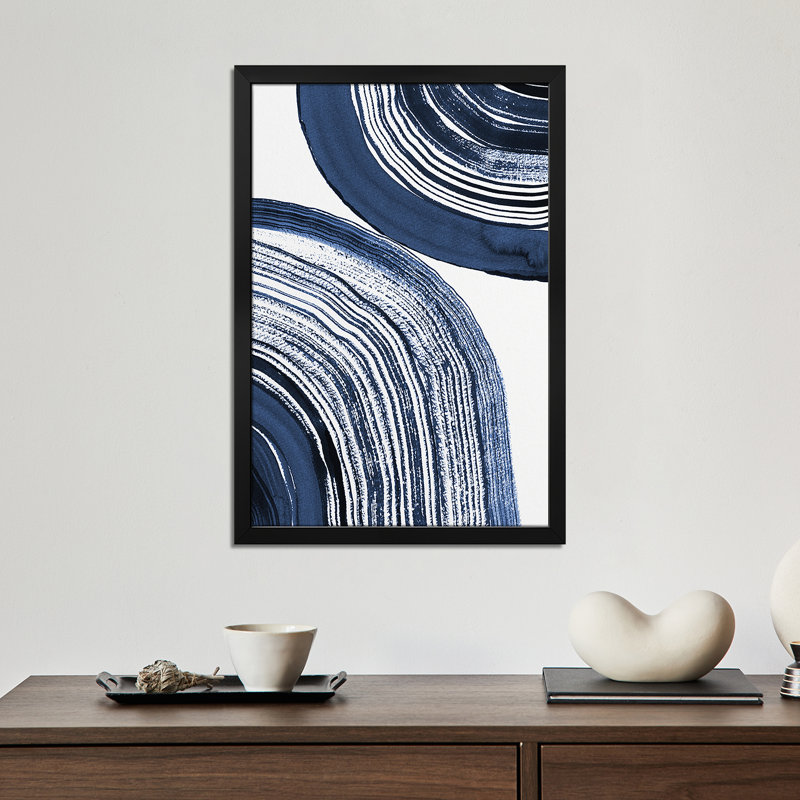 Vagues concentriques bleues - reproduction d'art murale - affiche de galerie, H 24 po x l 16 po