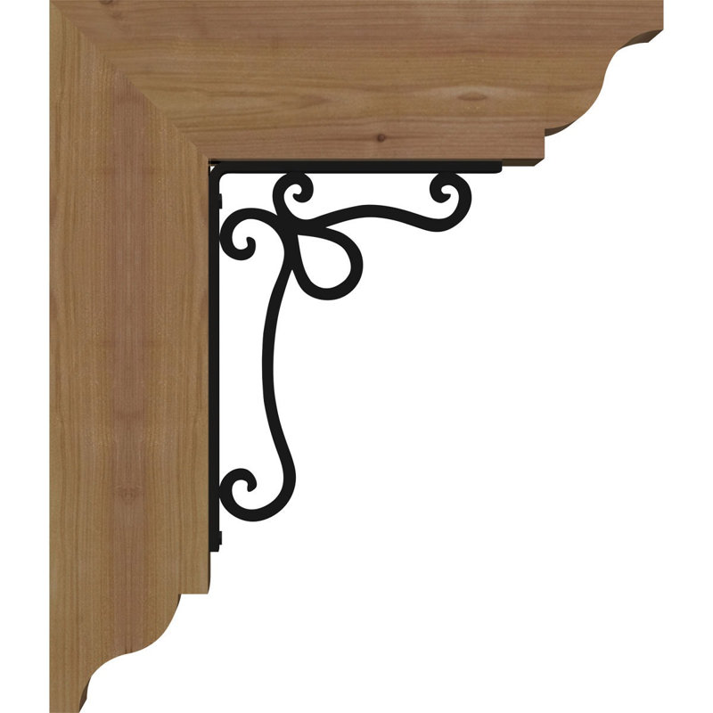Support simple en fer 4 "Orleans, H 14 po x P 11 1/2 po, Cèdre rouge de l'Ouest l 3 1/2 po x T 2 po (lisse