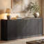 Buffet 67 po avec rangement cannelé, grand buffet avec 6 portes pour le salon ou la chambre à coucher-133282576