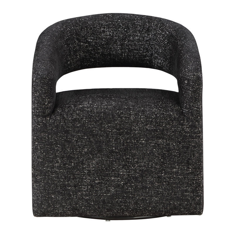 Jaidie Upholstered Swivel Barrel Chair, Midnight Black