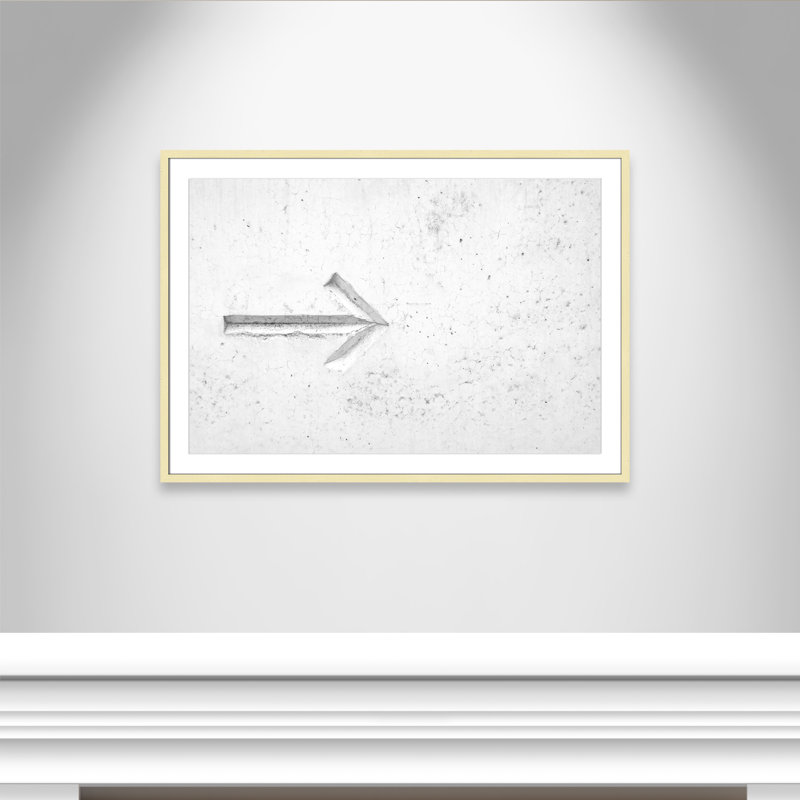 " Arrow On White " by Nik, White, Gold Box Frame, 29.5" H x 41.5" W x 1.25" D