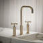 Purist Widespread Bathroom Sink Faucet with High Cross Handles and High Gooseneck Spout-1932399794