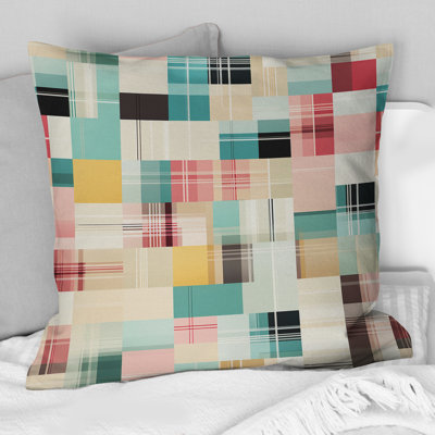 Coussin décoratif rétro à carreaux pastel