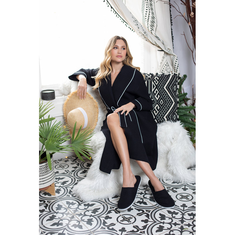 Peignoir gaufré LOTUS LINEN, S, Noir