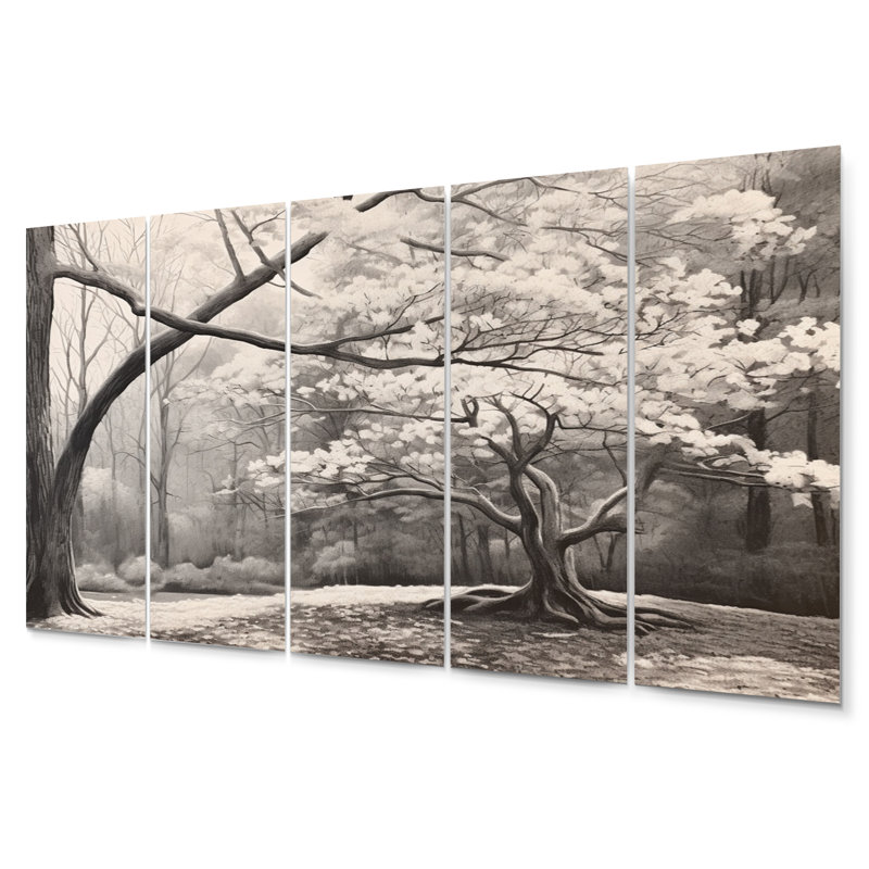 White Grey Dogwood In Winter forest Wall Decor on Metal