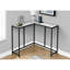 Console d'angle étroite pour salon - Stratifié aspect marbre blanc, structure en métal noir, style moderne pour chambre ou entrée