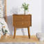 Table de chevet moderne Mid-Century avec 2 tiroirs, table de bout en bois massif, quincaillerie laiton rétro-108812892