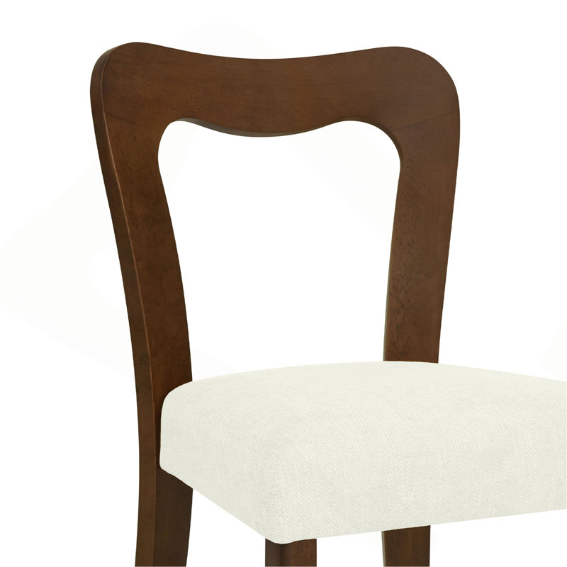 Ensemble de 2 chaises de salle à manger sans accoudoirs, Beige, Noyer