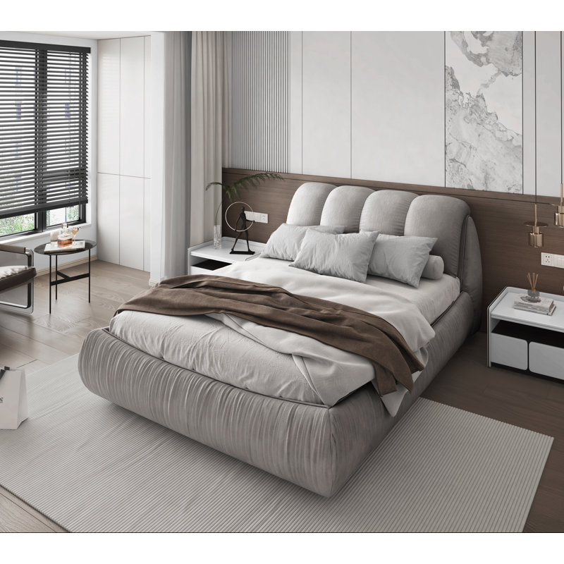 Henness Upholstered Sleigh Bed, Queen, Gray