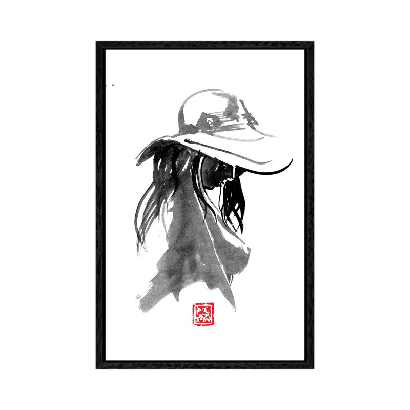 Nude With Hat by Péchane - Print on Canvas, Black Framed, 66.04 cm H x 45.72 cm W