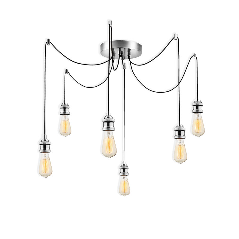 Adjustable Height 6 Lights Metal Body Chandelier
