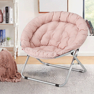 Chaise ronde ronde et pliante, chaise d'appoint rembourrée pour chambre de salon