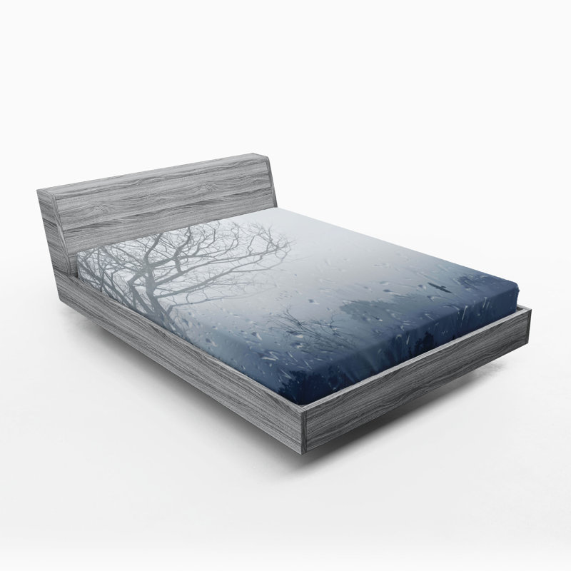 Ensemble de 2 draps-housse Ambesonne Landscape Idyllic Forest Rain View, Drap-housse très grand californien