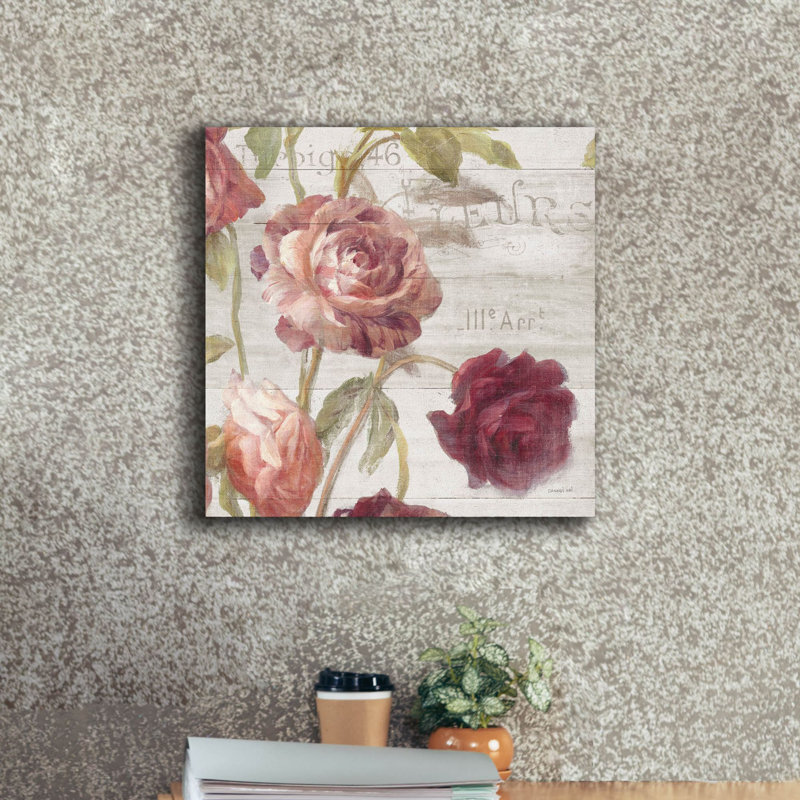 «French Roses 4» par Danhui Nai, art mural sur toile, H 18 po x l 18 po