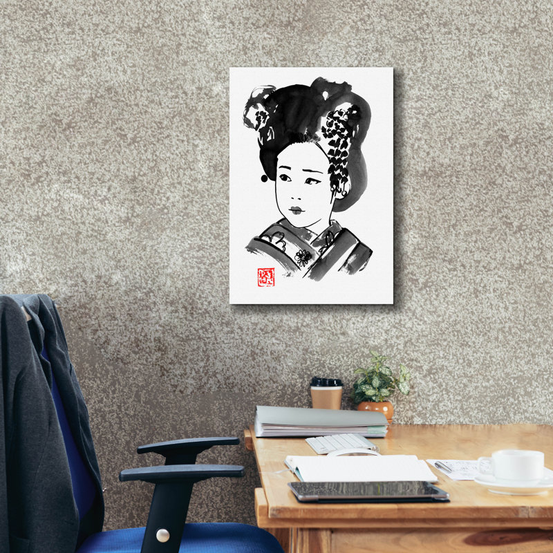 «Petite Japonaise» par Pechane, art mural sur toile, H 26 po x l 18 po x P 0,75 po