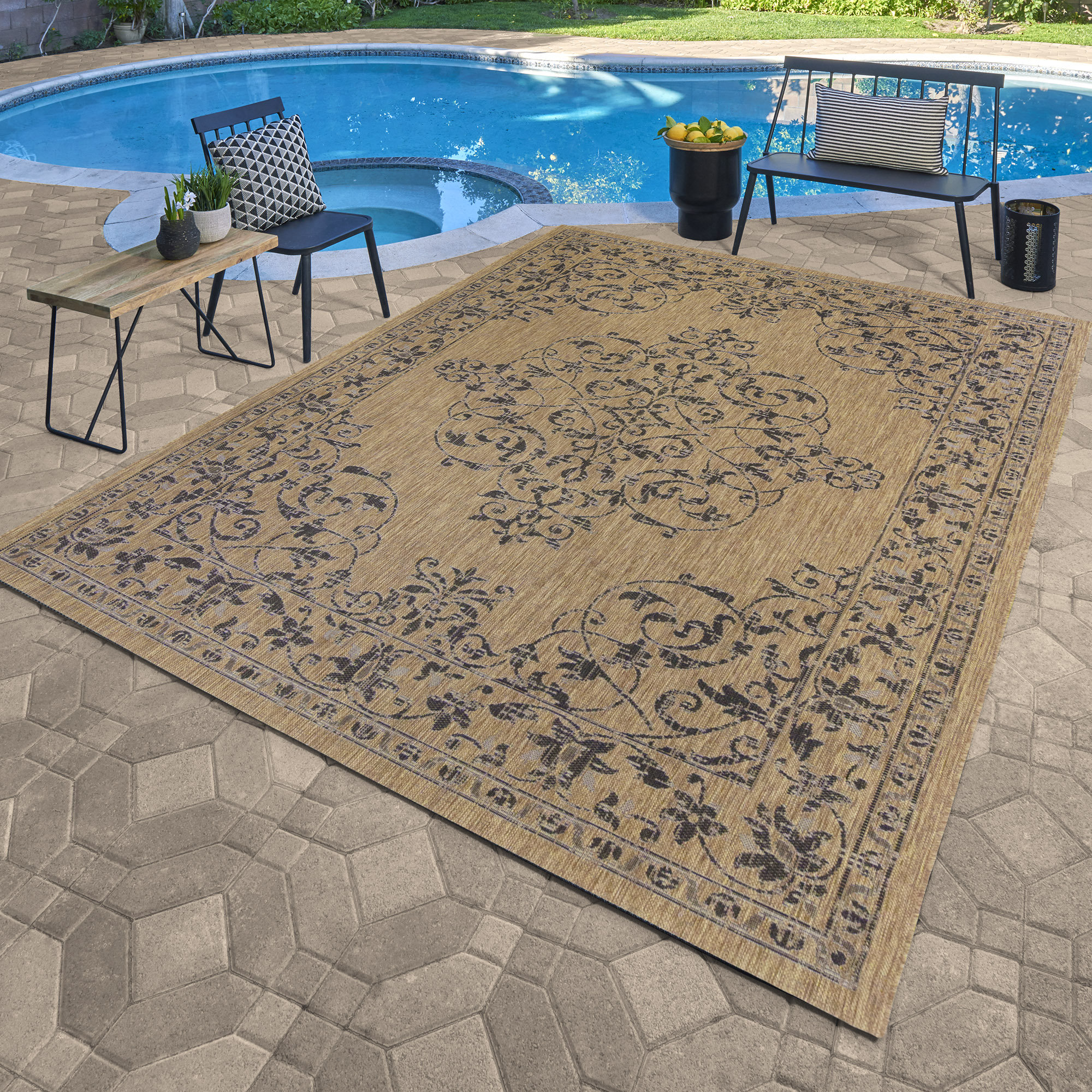 Gertmenian Paseo Ryoan Brown/Beige Traditional Floral Medallion ...