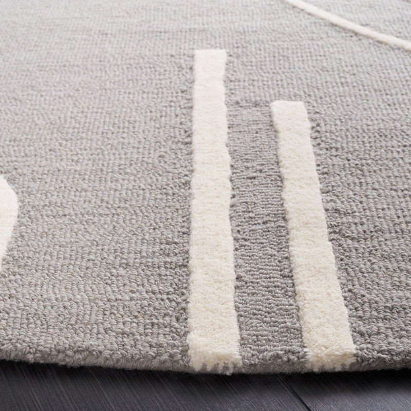 Tapis gris / ivoire Arabelle 860, Rond 6 pi